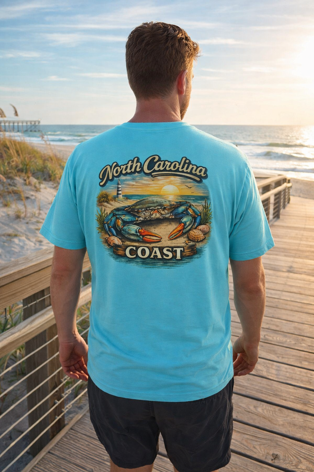 North Carolina Coast Blue Crab T-Shirt – Vintage Coastal Graphic Tee (Unisex Cotton Shirt)